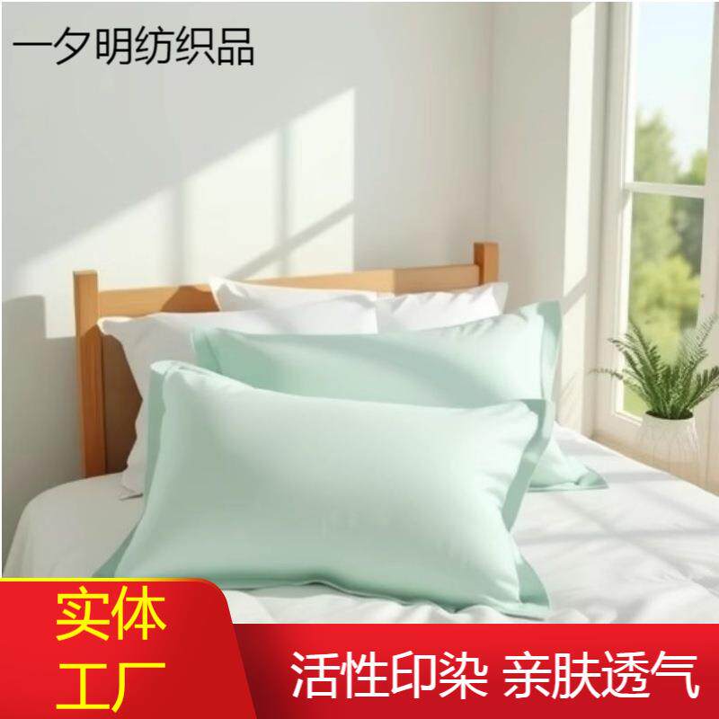 跨境四季款枕套简约亲肤芦荟棉水洗棉单枕头套可水洗活性印染