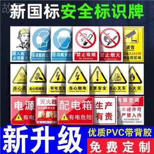安全标识牌警示提示指示牌危险警告标示消防标识标牌禁止吸烟严禁烟火当心触电车间仓库生产管理标语贴纸定做