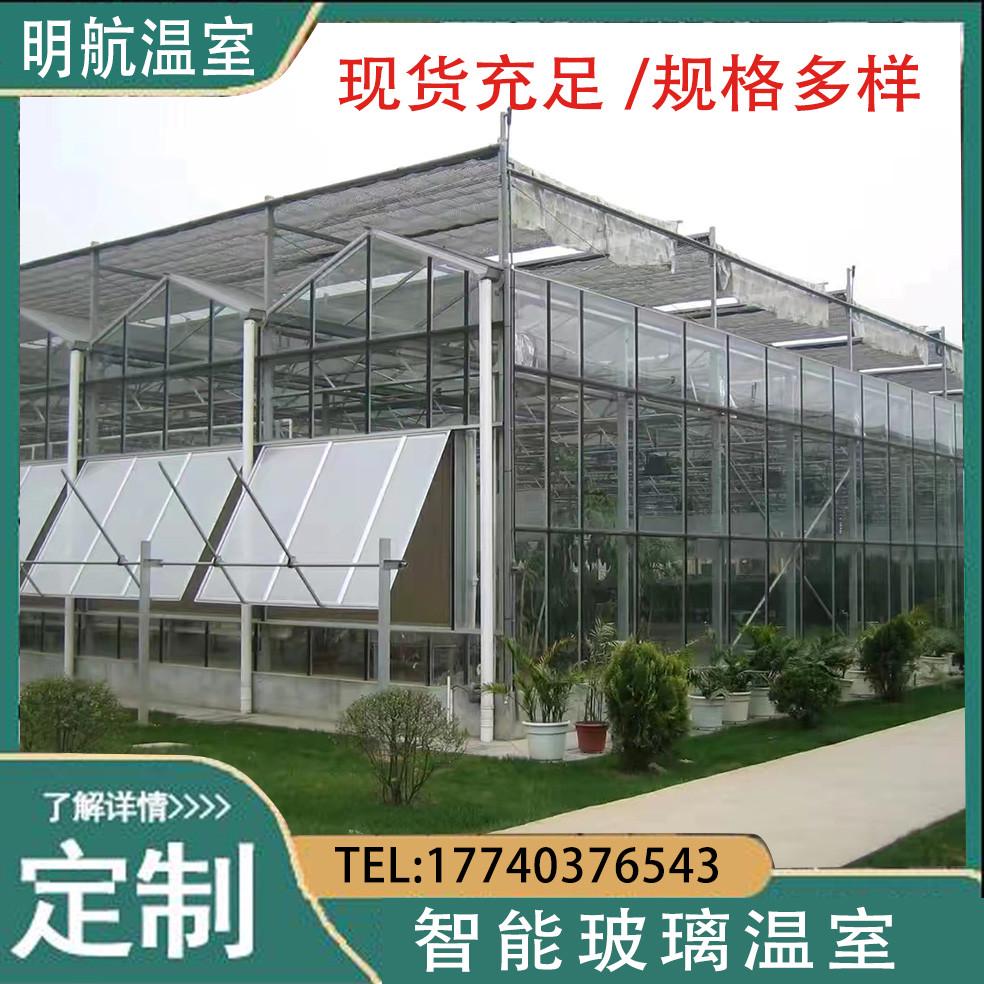 农业智能玻璃大棚  观光玻璃温室大棚智能温室大棚钢管骨架