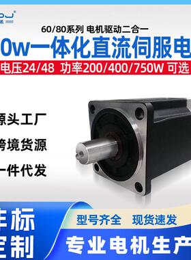 60/80一体式直流伺服电机套装485/CAN智能马达400w750w四横厂家