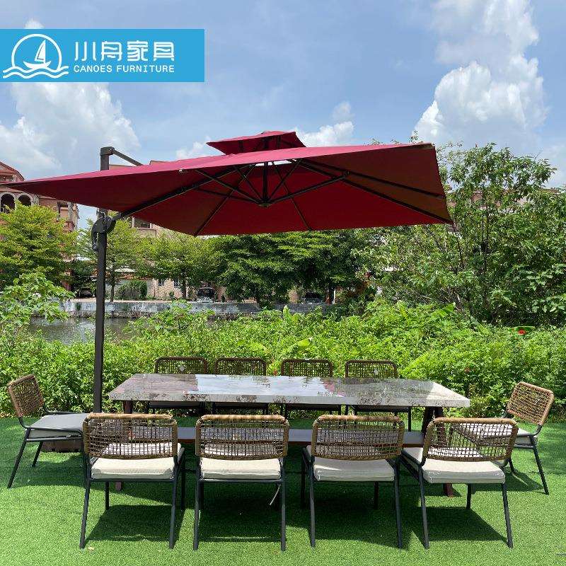 户外露天天台藤编桌椅室外花园庭院多人聚会餐桌防水防晒椅子组合