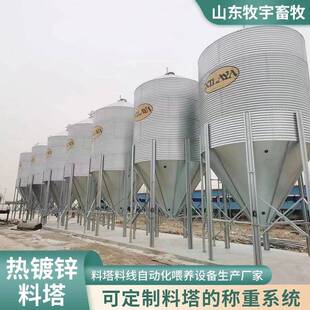 养殖料塔猪舍料线猪用自动喂料设备料仓料线20吨30吨饲料镀锌料塔