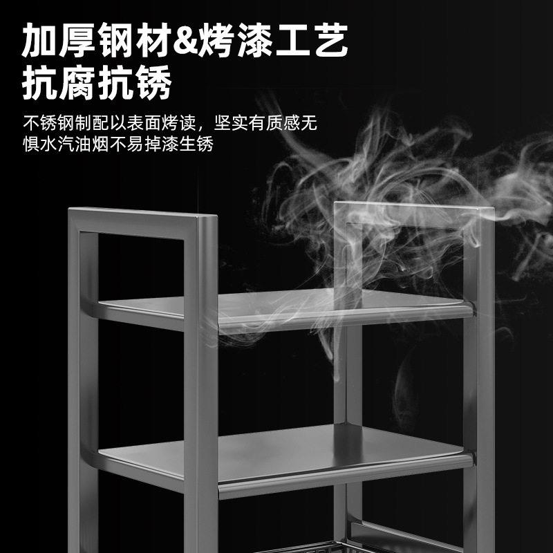 可移动厨房置物架落地多层蔬菜水果蓝收纳架微波炉烤箱多功能铁架