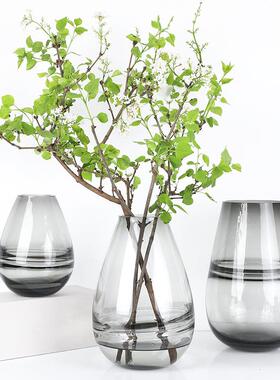 北欧彩色玻璃花瓶透明水培插花花器 客厅餐桌工艺品摆件