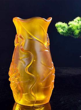 佛仿琉璃莲花插花瓶玻璃花养瓶花富贵竹花瓶供供佛品莲F8758JH9用