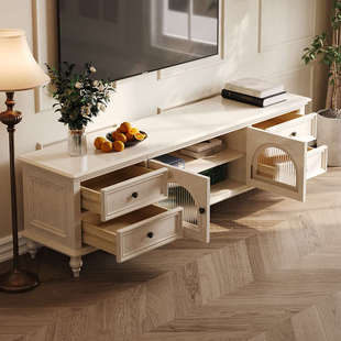 J6DA2024新款 实木白色电视柜茶几组合小户型现代简约客厅 美式