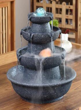 流水喷泉桌面摆件循环风水球轮鱼缸假山家居装饰礼品招财乔迁开业