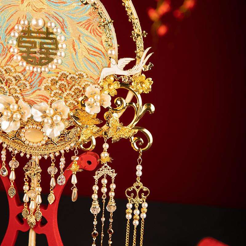 七时吉祥新娘手花中式婚礼秀捧禾服团扇喜结扇婚迎亲手团SP-302七