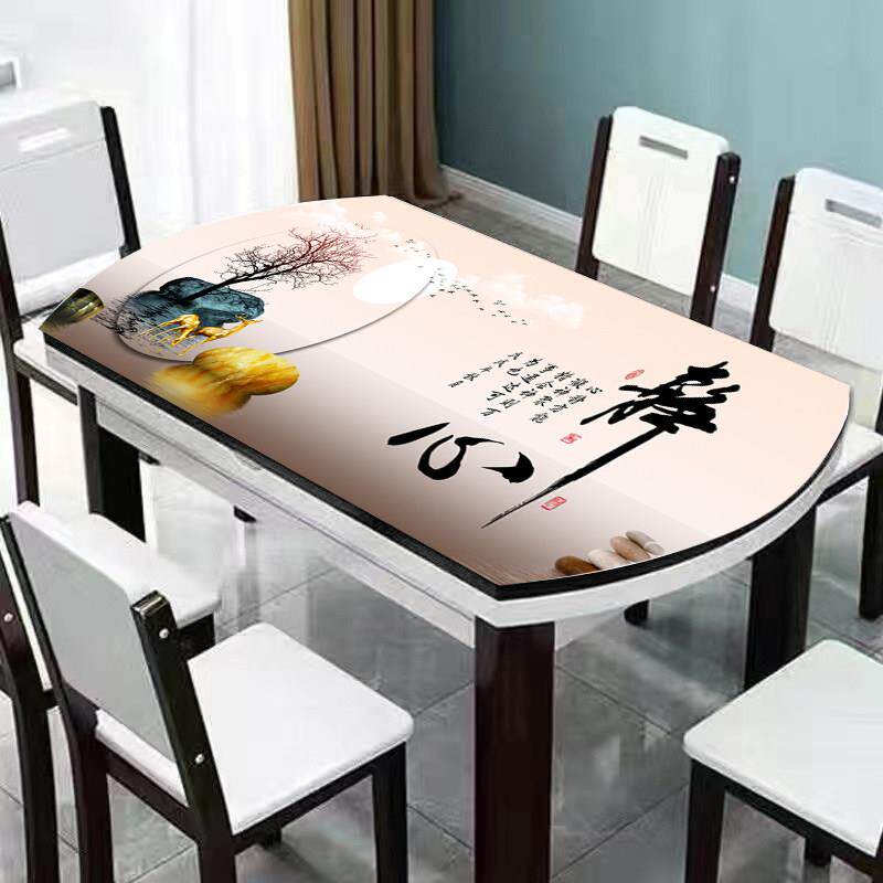 椭圆形餐桌垫免防油防QTI水PVC软玻璃桌面洗护保桌垫子圆桌布可折