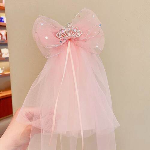 蝴蝶结韩版仙气公主头纱发夹发饰