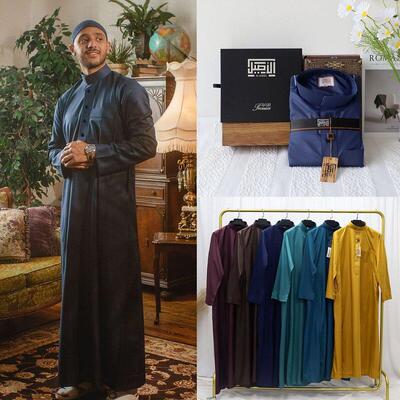Muslim Clothing Men Thobe High Quality Robe Shirt Luxury长袍