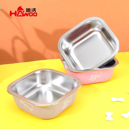 方形不锈钢狗碗 防打翻狗食盆狗狗饭碗喝水猫咪宠物饭盆宠物用品
