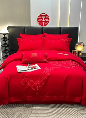 婚庆四件套婚嫁新婚床品刺绣被套红色结婚礼婚房婚床喜庆中式套件