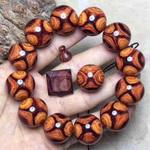 海南黄花梨手串2.0鬼脸鬼眼对眼瘤疤木质佛珠男士手链女108颗20mm