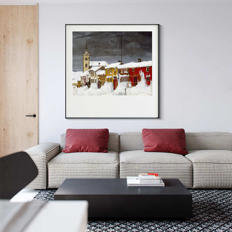 小众奢墙面欧式风景画挂画走廊北欧雪景餐厅装饰画书房轻艺术图片
