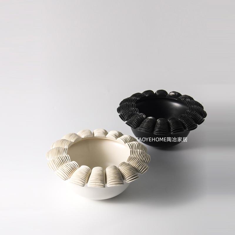 简约现代白色陶瓷花瓶客厅家居样板间艺术果盘插花器软装饰品摆件