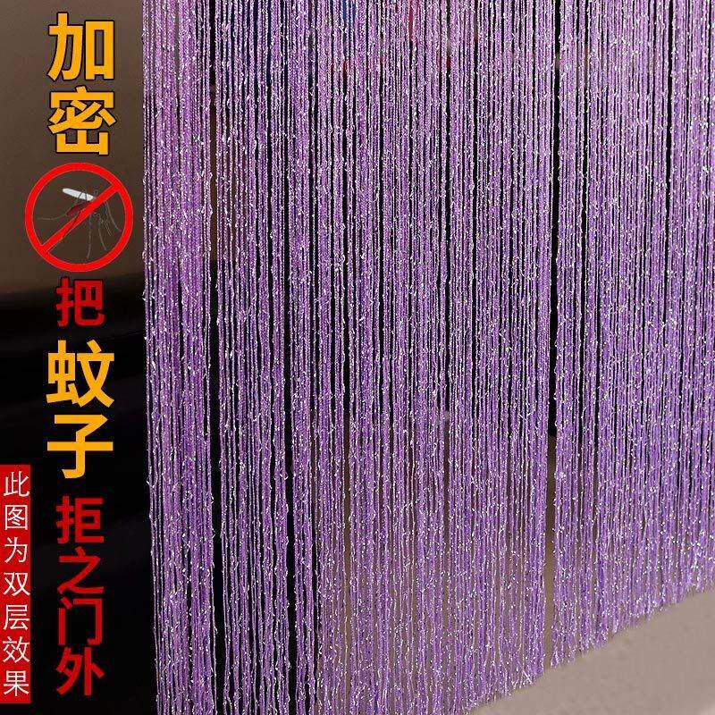 夏季防蚊虫门帘加密银丝线帘家用装饰浪漫流苏帘客厅屏风隔断挂帘
