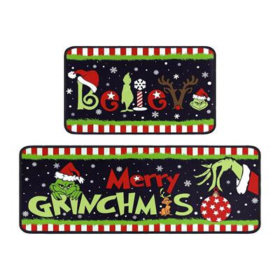 Christmas Grinch Green Haired Monster Kitchen Absorbent Mat