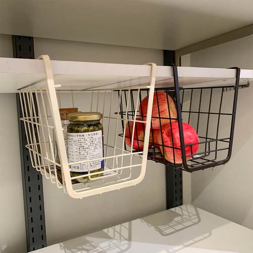 出口韩国 厨房收纳多用途置物架铁艺悬挂式收纳篮整体橱柜下挂收