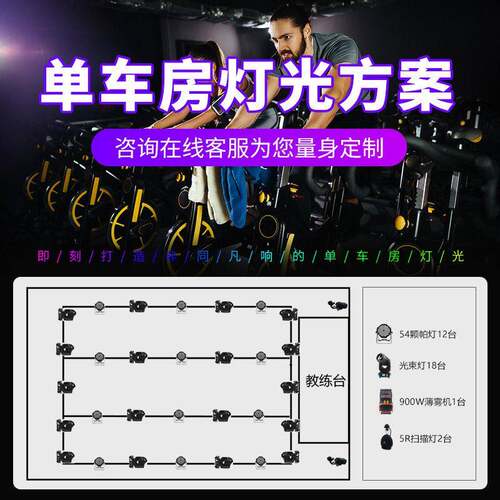 动感健身车房灯光设备方案设计智能包房套餐小中大型工程灯光秀