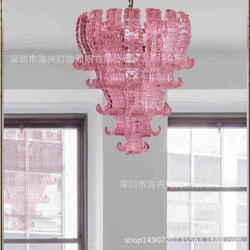 法式穆拉诺轻奢挑空楼梯吊灯复古别墅复式楼客厅餐厅装饰玻璃灯具