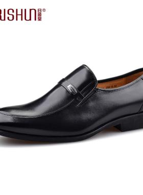 正品Rish男un/日顺皇男鞋商务正装套皮脚 鞋男牛皮低帮光面皮鞋婚