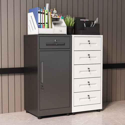 办公室铁皮文件柜矮柜桌边打印机资料柜带锁抽屉式桌下收纳置物柜