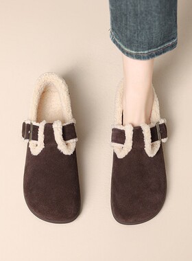 【意大利】René Vanvilla保暖加绒?平底1.5cm 磨砂皮毛毛勃肯鞋