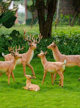 户外园林景观风景区花园庭院婚庆装饰彷真玻璃纤维雕塑大号梅花鹿