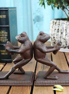 复古铸铁工艺铁艺动物书挡书立书夹家具书房装饰摆件桌面装饰书靠