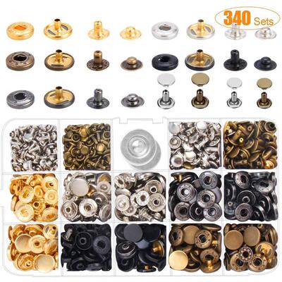 供  340套四合扣+铆钉含工具组合套装金属纽扣工具包