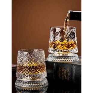 酒杯个人专用高级感水晶底旋转威士忌酒杯家用解压轻奢高档白兰地