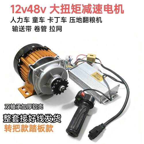 12v48v大扭矩中置减速电机童车卡丁车压地机输送带卷管拉货车搅拌