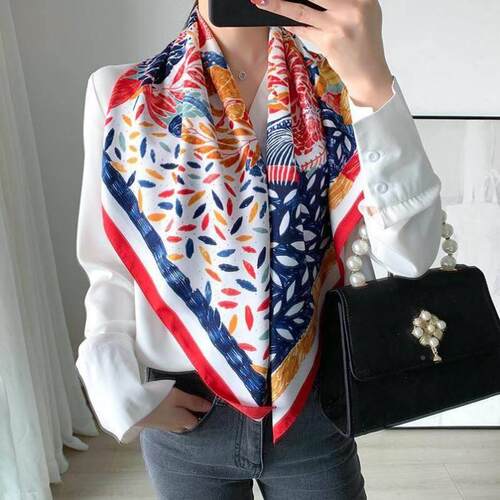 cm * cm Design Scarf Lady Shawl Printed Silk Felt Headscarf