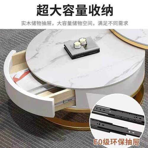 简H552现代岩茶几约客轻奢家用厅小户型网红新款圆形边几大理石板