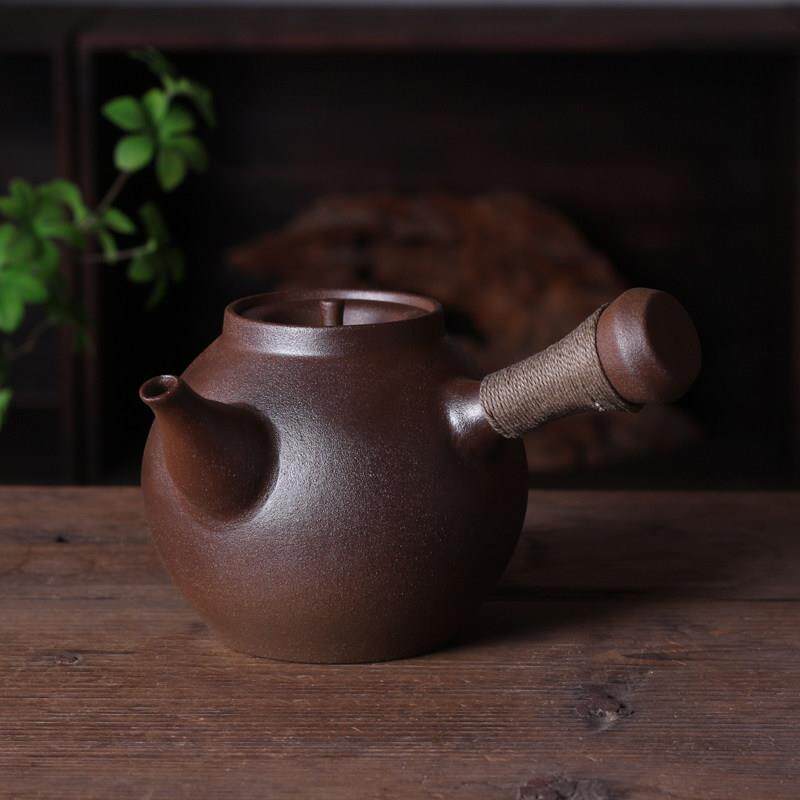 溪山烧老岩泥陶壶煮茶壶烧水壶侧把煮茶器家用耐高温电陶炉明火炉