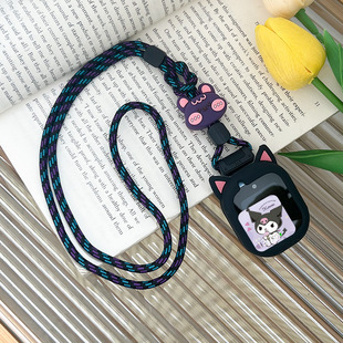 适用小米米兔儿童电话手表表带6/6x挂脖套绳猫耳c7a加粗防丢绳6C