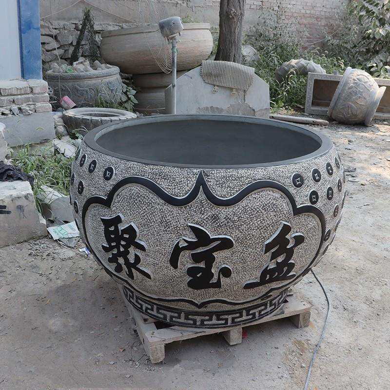 石雕鱼缸花盆青石养鱼种花石缸室内外庭院商场招财聚宝盆石头水缸