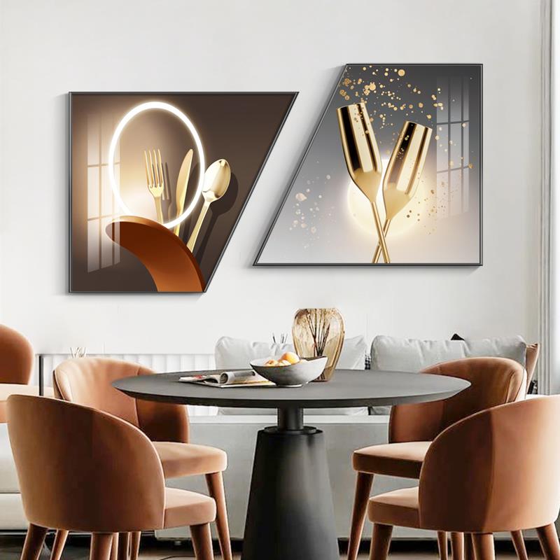 现代简约创意餐厅装饰画轻奢高级感端厅壁画家庭餐桌背景墙挂画图片