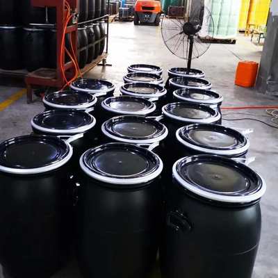 加厚60L黑色法兰桶化工塑料桶密封桶废液泔水桶圆形抱箍桶带盖