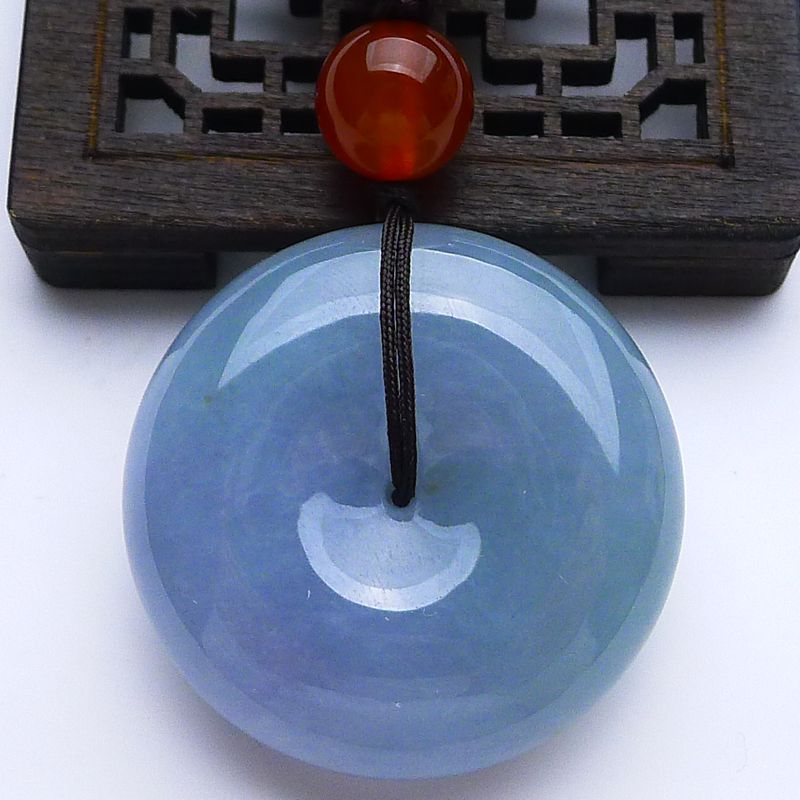 天然玉石正品平安环翡翠平安扣吊坠玉器挂绳浅紫加浅绿挂件33.67g