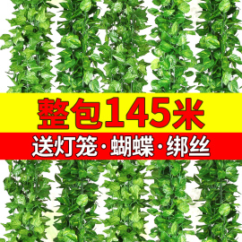 仿真葡萄叶假花藤条藤蔓植物树叶，绿叶水管道吊顶装饰塑料绿萝叶子