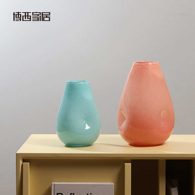 博西家居 彩色春笋不规则按坑水培玻璃花瓶摆件家居软装饰品花器