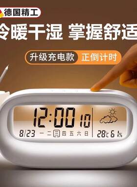 德国室内温度计家用精准好看创意干温湿度计时钟智能数显摆件闹钟