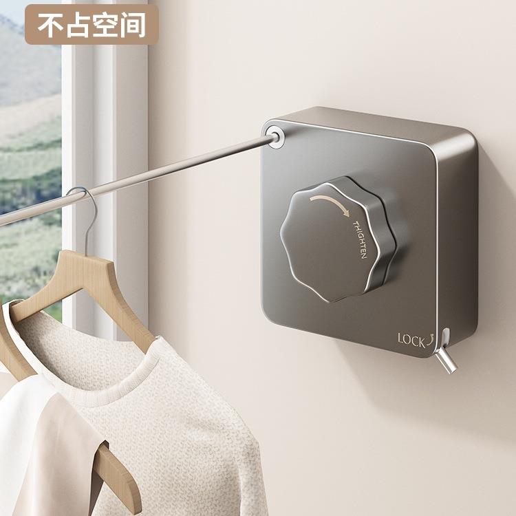 隐形晾衣绳阳台晒被子神器免打孔室内卫生间伸缩晾衣架不锈钢绳子