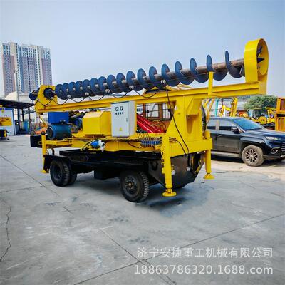 360°旋转地基打桩机 轮式民房基础引孔机 灌溉农田接杆打井机