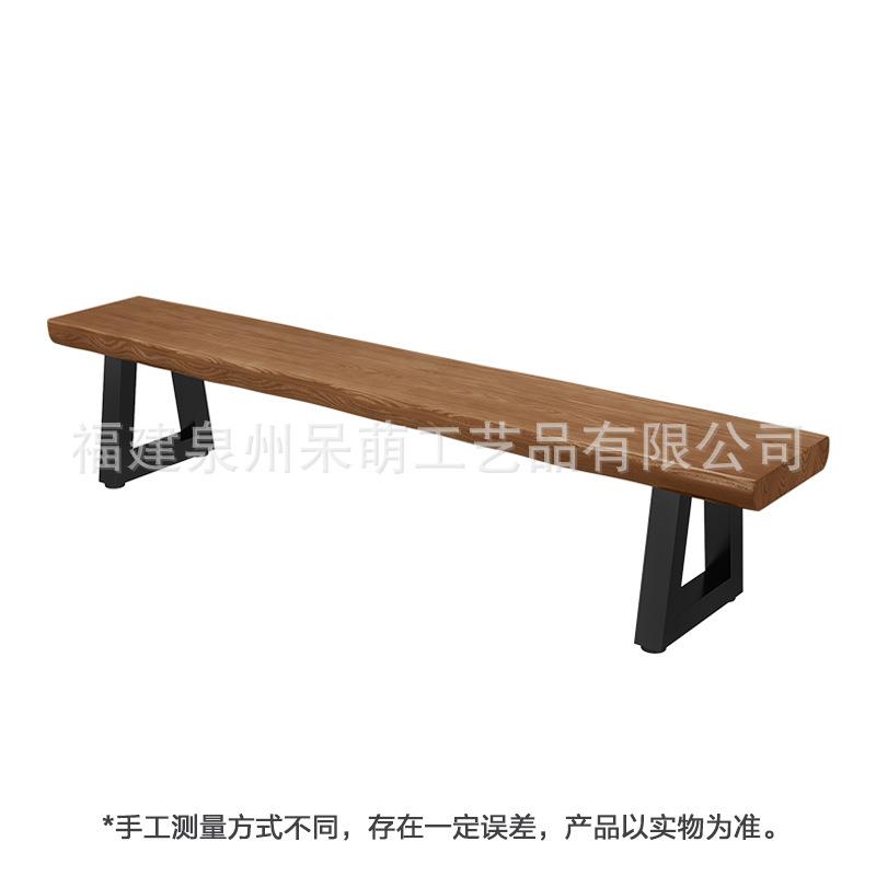 北欧简约实木铁艺长条凳美式复古餐厅凳子长方形原木椅子长凳厂家