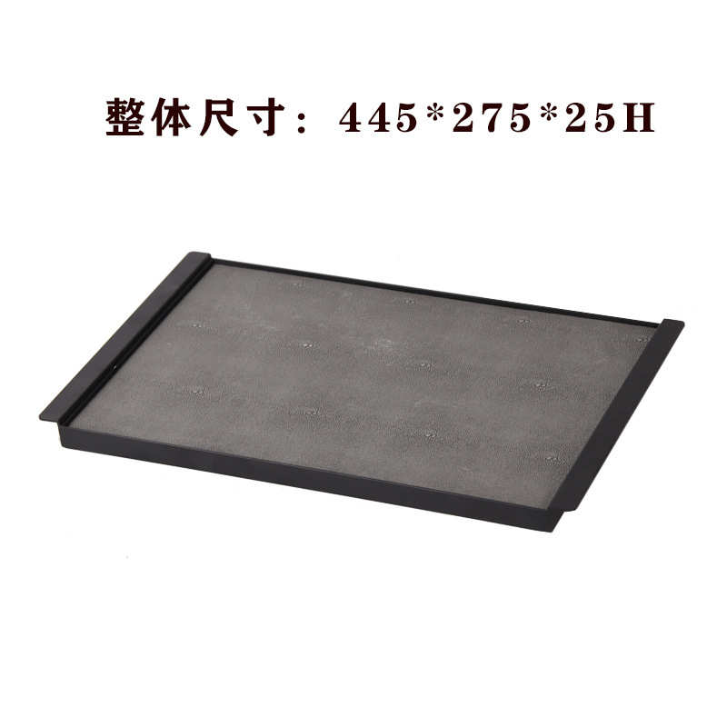 禅意新青绿皮革摆件茶室中式假山样板房饰品陶瓷托盘组合金属创意