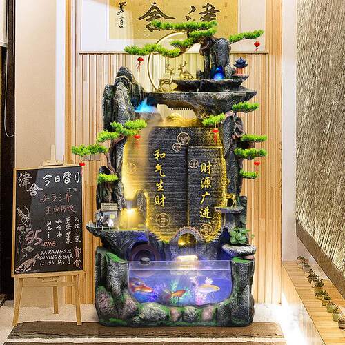 假山水泉喷现代山鱼缸创意高流水摆件客厅阳BJM台庭院花流园落地