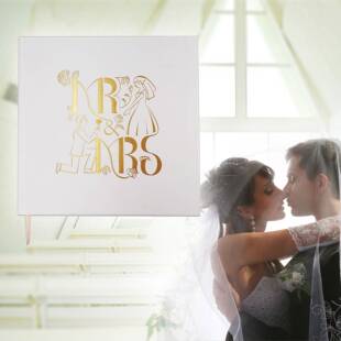 PU加厚封面金边婚礼签到本wedding guest book欧美热销婚礼签到本